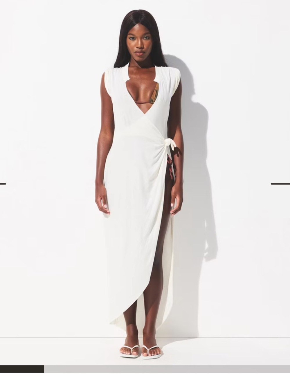 SKIMS Cream Cotton High-Low Cover Up Dress